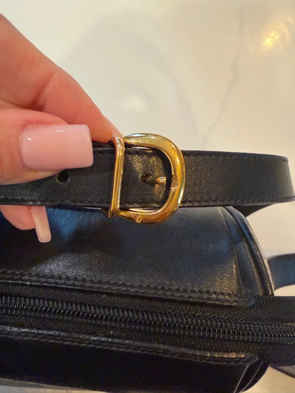 Gucci Blue Leather and Beige/Gray GG Monogram Shoulder Bag - Picture 9 of 14